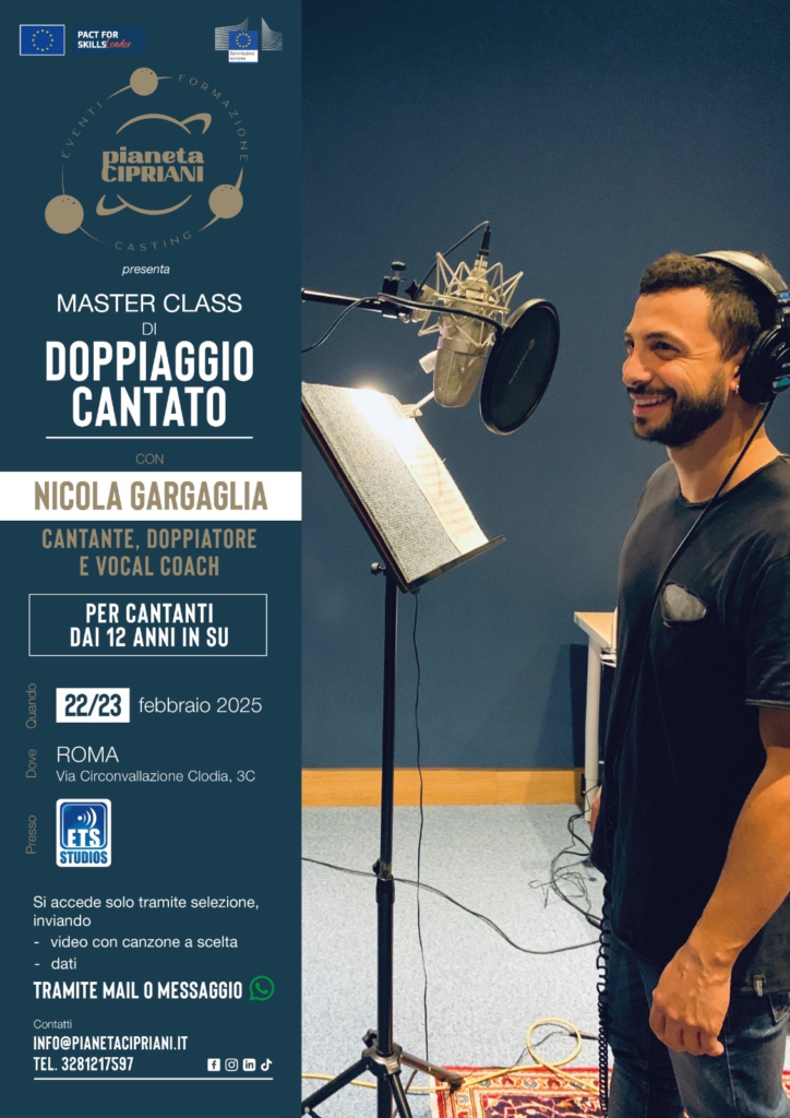 locandina masterclass doppiaggio cantato nicola gargaglia