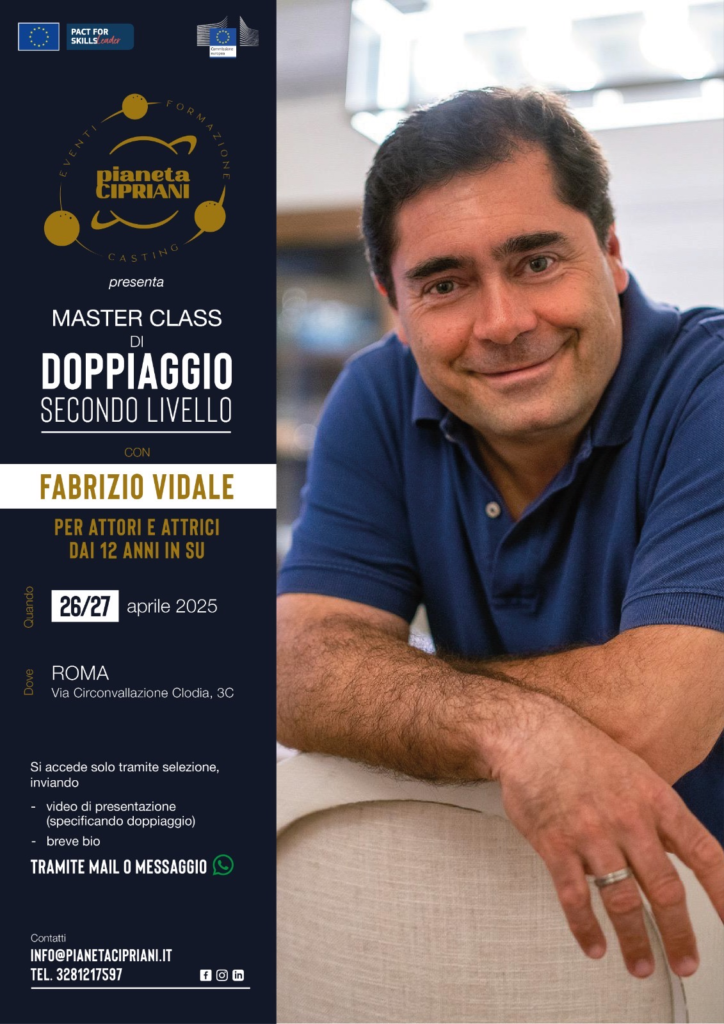 locandina masterclass doppiaggio cantato nicola gargaglia